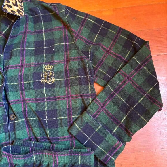 Ralph Lauren women’s fleece plaid pajama set. Size L. - Picture 4 of 6